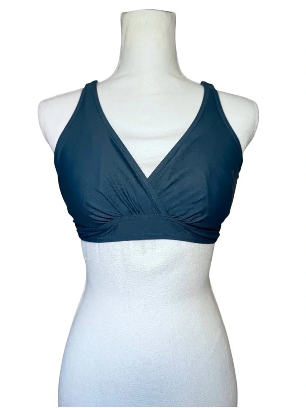 Prana Kayana Dark Teal Blue Wrap-Front Strappy Bikini Top - 32D